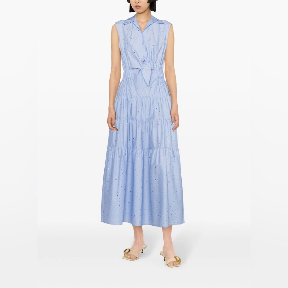 Azazel Rhinestone Tie-Front Maxi Dress